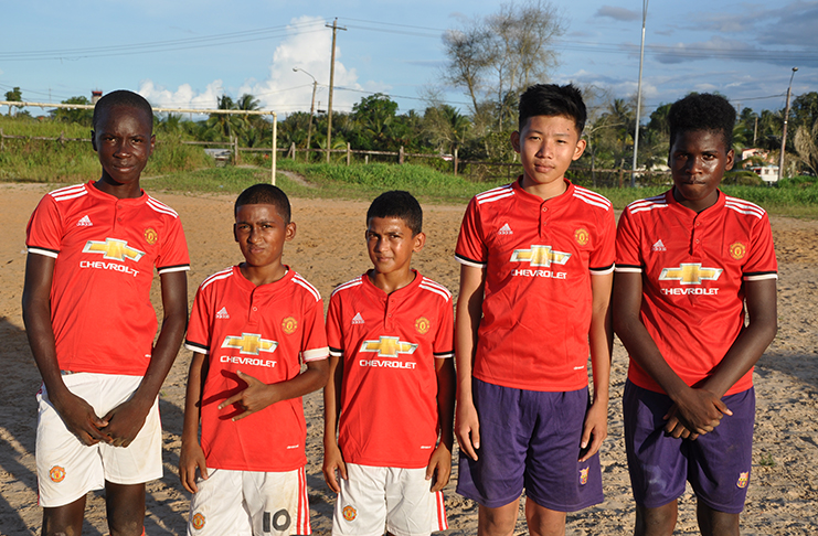 Diamond United scorers from right: Mario Richards, Shancie McGrachen, Mohamed Amin, Abdullah Amin and Shaquan Giles.
