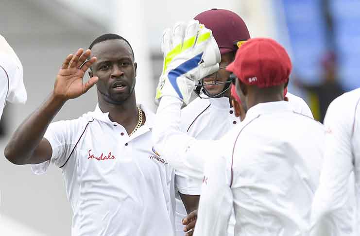Kemar Roach ripped through  the Bangladesh batting with five for 8 on the first day of the first Test at  the Vivian Richards  ground, North Sound, in Antigua. (©AFP photo)