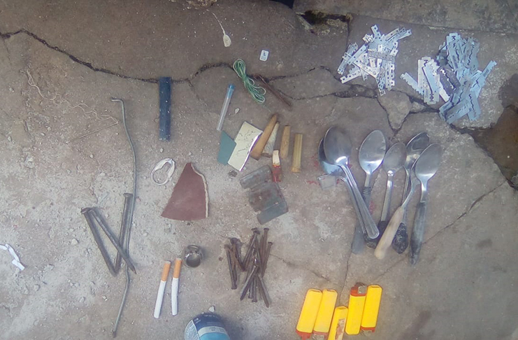 The items found during the search at the Mazaruni Prison