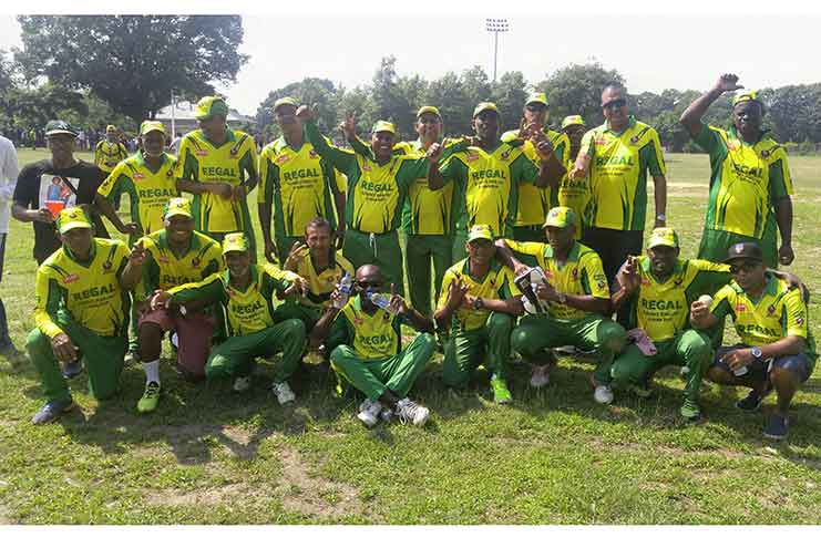 The victorious Regal Masters team shortly after winning the Legends Cup.