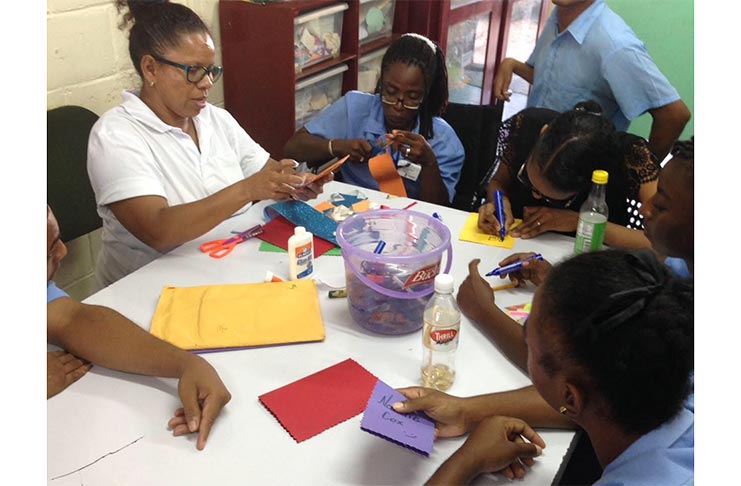 The students during an art and craft activity