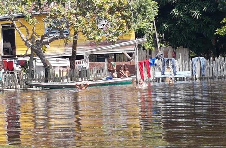The state of flooding at the Kwakwani Water Front