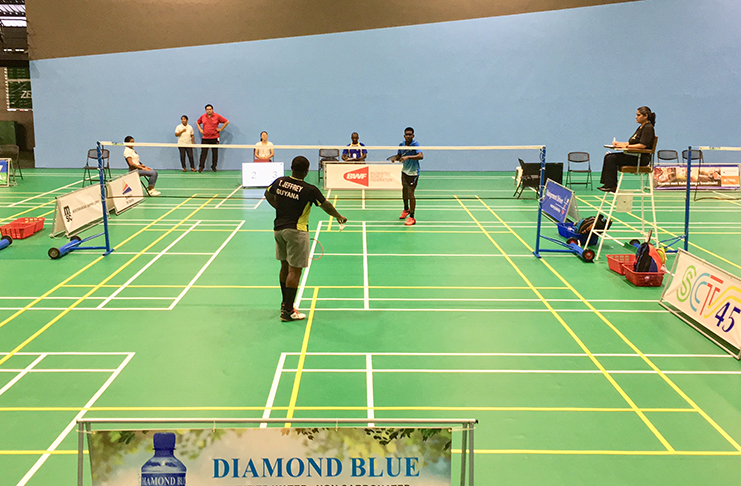 Tyrese Jeffrey (in black) in action at the CAREBACO Tournament in Paramaribo, Suriname.