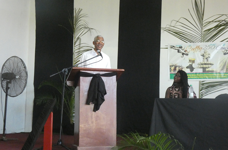 President David Granger addressing the audience at the Cuffy 250 Committee annual forum