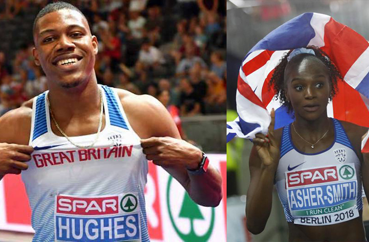 Britain’s Zharnel Hughes (left)  and Dina Asher-Smith were crowned as Europe’s fastest sprinters on Tuesday. (Reuters photo)