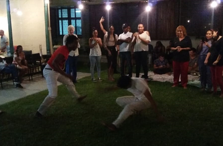 Capoeira demonstrations being done on the grounds of the Brazilian Embassy last Friday.