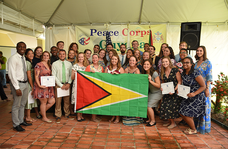 The newest members of Peace Corps volunteers to Guyana, who total 33. They will provide volunteer services to Guyana in the areas of education, health and the environment for the next two years (Samuel Maughn photo)