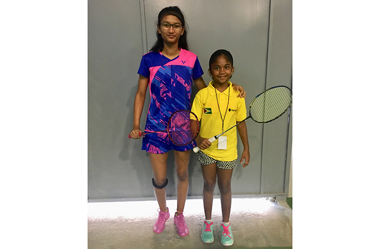 Mishka Beharry won bronze in the U-11 category while Priyanna Ramdhani (righ is through to the U-17 Singles and U-17 Mixed Doubles Finals at the CAREBACO Regional Championships in Suriname.