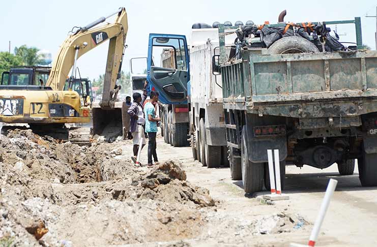 Machinery and equipment being used by the contractor on the East Coast road expansion project
