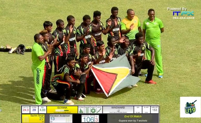 The Guyana team following the win.