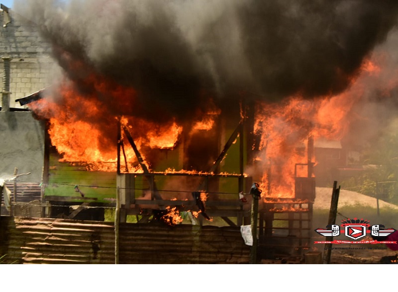 The  house on fire.(Adrian Narine photo)