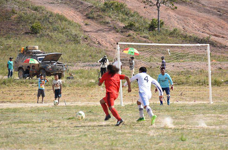 Part of the male final in the North Pakaraima football competition