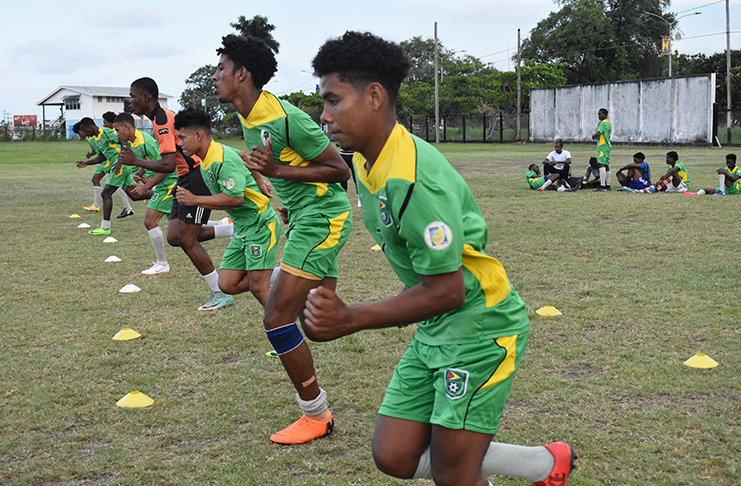 National U-20 players engaged in one of the physical tests during the first week of training