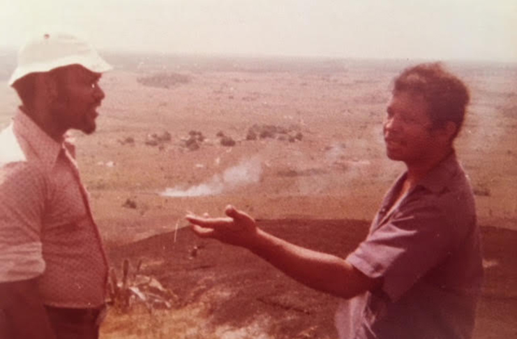 Farrier with Headmaster Basil Rodrigues at the summit of Shea Rock, 1976.
