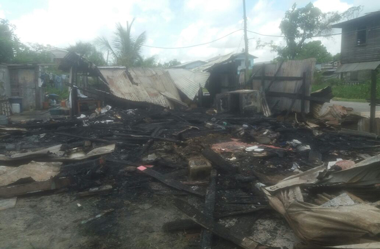 The remains of the Lot 250 Sisters Village, West Bank Demerara home after the fire (Tamica Garnett photo)