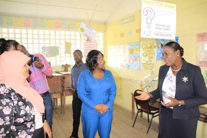 Minister of Education , Nicolette Henry during her interactions with staff at schools in Berbice.