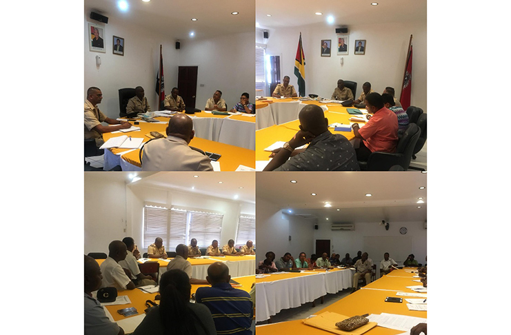Members of the National Community Policing Executive (NCPE) during the meeting with Police Commissioner, Leslie James and Deputy Commissioner (Administration) Paul Williams
