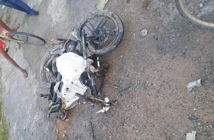 The motorcycle that was involved in the accident
