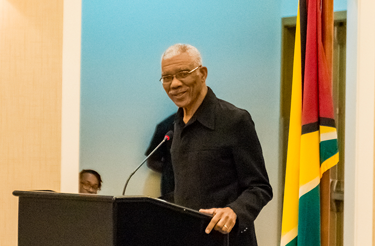 President David Granger delivering the keynote address at the opening of the 50th CLE meeting at the Guyana Marriott