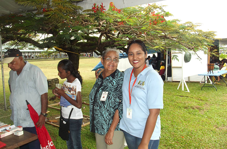 Jennifer Wishart (left) and Louisa Daggers, Coordinator of the Amerindian Research Unit at the University of Guyana’s Career Day (Photo courtesy of Louisa Daggers)
