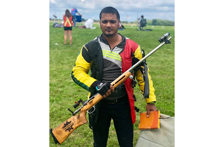 Guyanese Roberto Tewari was pleased with his performance at the recently held 150th Anniversary of the Dominion Canada Rifle Association (DCRA) (Omkaar Sharma photo)