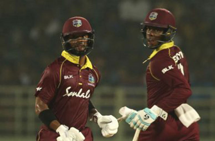 Windies head coach Stuart Law has praised the performances of Shai Hope (left) and Shimron Hetmyer.
