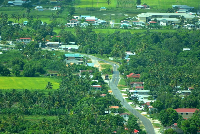 The public road on the Essequibo Coast near the villages of Pomona and Riverstown.