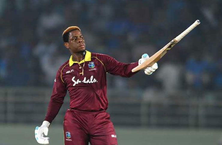 Shimron Hetmyer launches an assault smashing seven sixes in his 94 to bring Windies back into the contest.