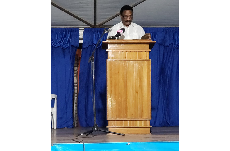 Minister of Legal Affairs Basil Williams making opening remarks on Sunday