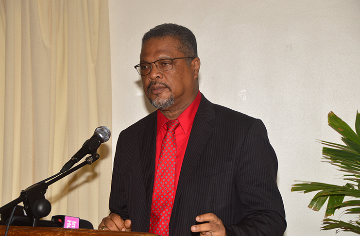 CLO, Charles Ogle makes a point on Tuesday (Adrian Narine photo)