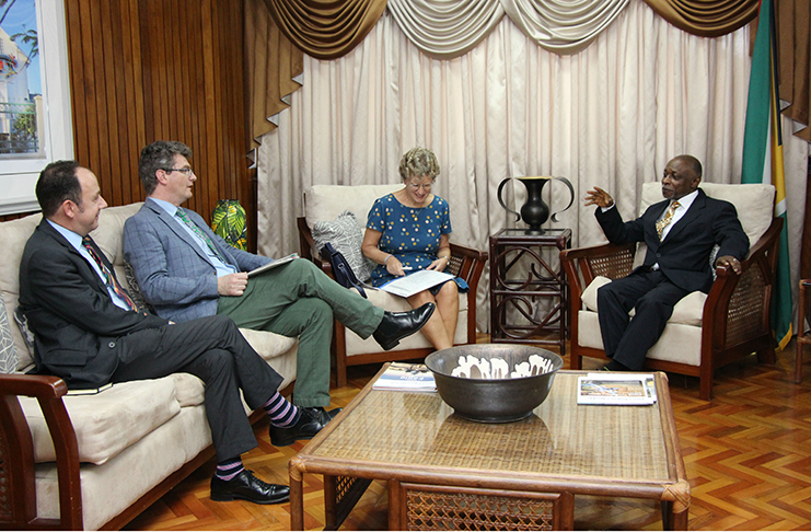 British High Commissioner to the Republic of Trinidad and Tobago, His Excellency Mr. Tim Stew; British High Commissioner to Guyana, H.E. Mr. Greg Quinn; Vice-President and Minister of Foreign Affairs, Mr. Carl B. Greenidge; British High Commissioner to Barbados, H.E. Mrs. Janet Douglas; and Foreign Service Officer, Ms. Neishanta Benn