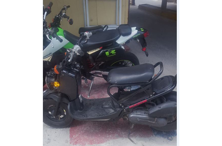 The two motorcycles that are suspected to have been stolen