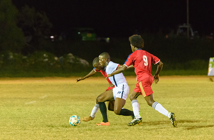 Part of the semi-final action in the Limacol football tournament