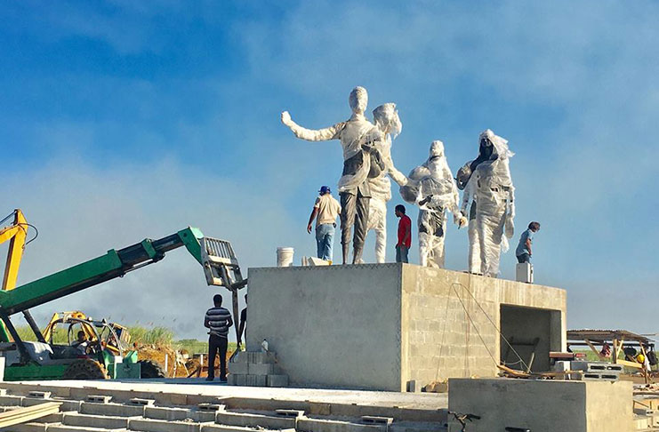 Statues for Indian Arrival Monument mounted - Guyana Chronicle