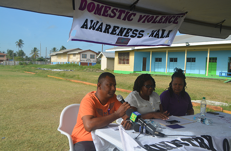 Deputy Superintendent of Police Ravindra Stanley, addressing participants at the domestic violence march on Sunday