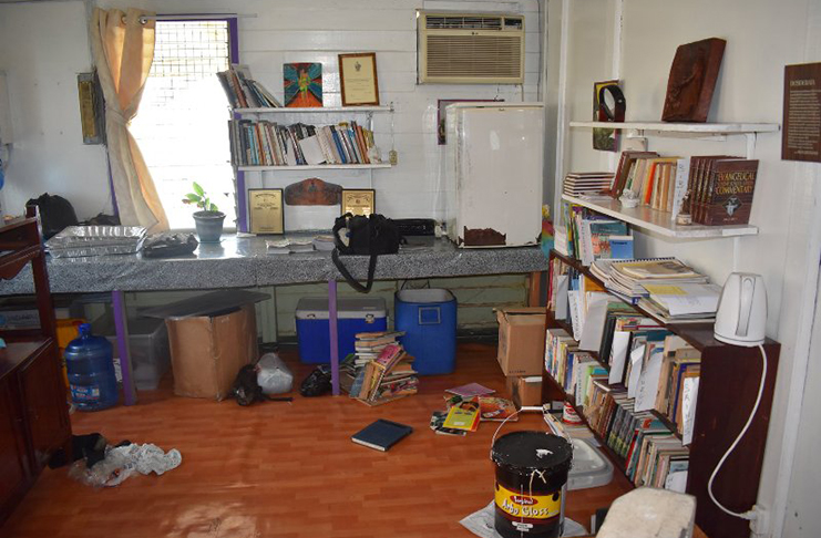 One of the ransacked rooms at the building following the break-in (Catholic Media photo)