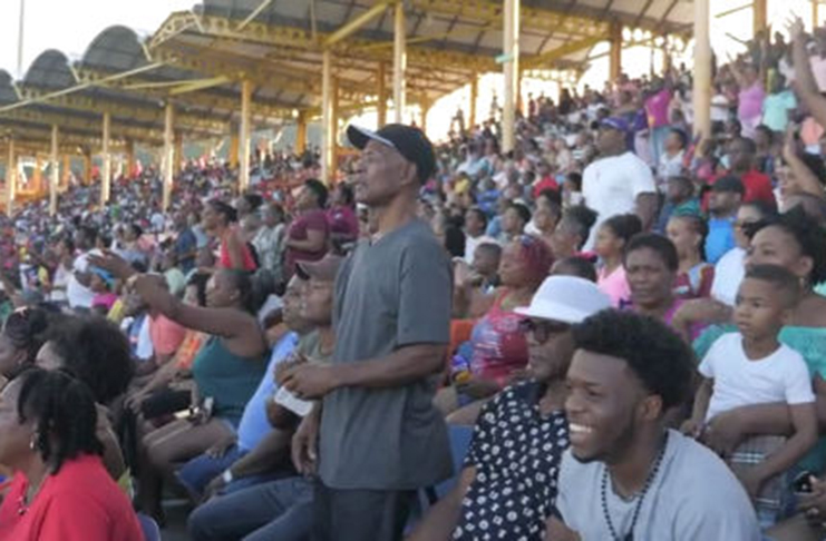A section of the crowd at the Darren Sammy Cricket Stadium, for West Indies’ final preliminary match against England