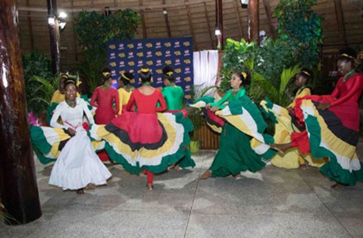 Dancers perform one of their cultural routines during the cocktail reception for Windies Women.