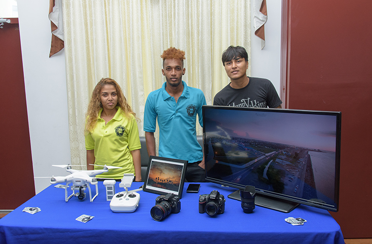 Local photographer, Marceano Narine and his team showcase their contributions to the drone industry