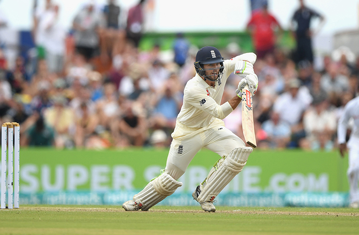 Ben Foakes drives down the ground during his unbeaten 87. (©Getty Images)