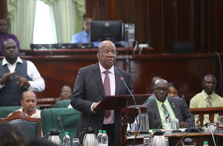 Finance Minister Winston Jordan during his address to the National Assembly