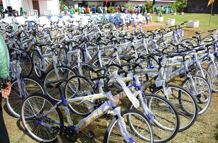 The bicycles distributed to the students of Mabaruma