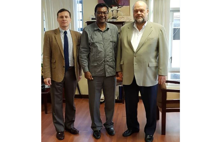 From (right) U.S. Ambassador Perry Holloway, Minister Khemraj Ramjattan and Deputy Terry Steers-Gonzalez.