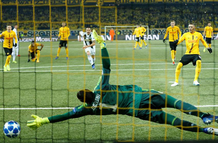 Young Boys' Guillaume Hoarau scores their first goal from the penalty spot REUTERS/Denis Balibouse