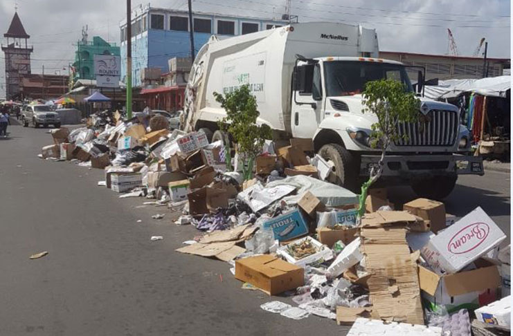 Garbage dumped by businesses in Water Street last Wednesday