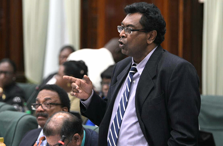 Minister of Public Security Khemraj Ramjattan during his presentation.