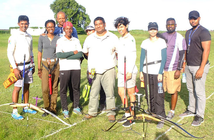 Some of the competitors at the Outdoor Championship. In centre, 2018 Men’s Individual winner Robert Singh and on his right Women’s Individual winner Samira Duncan