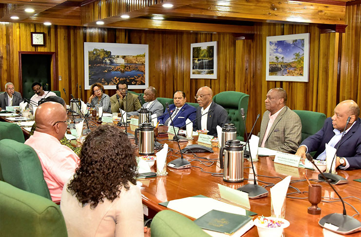 President David Granger meeting with members of his cabinet at Ministry of the Presidency