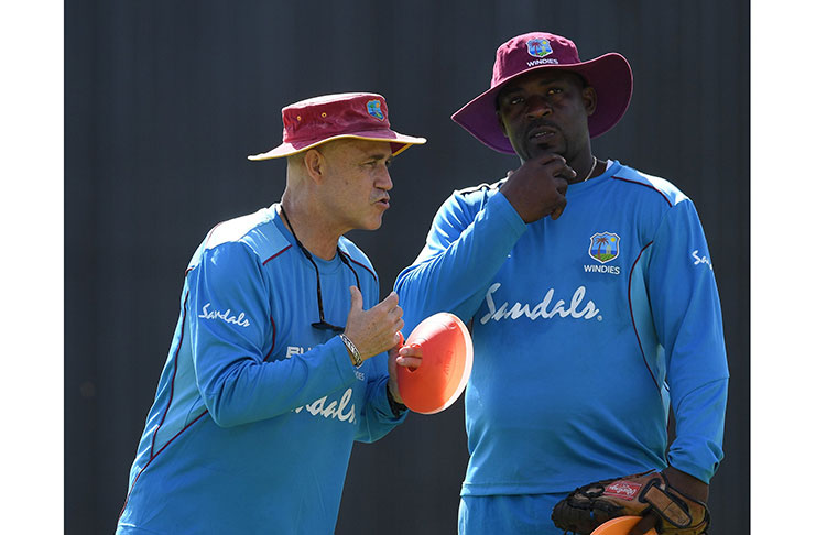 Head coach  Richard Pybus (left) and Esuan Crandon at West Indies training (Getty Images)