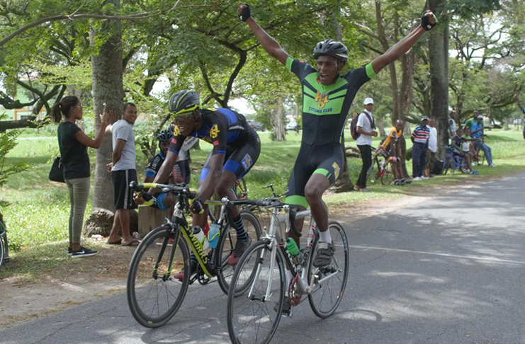 Flashback! Curtis Dey celebrates upon winning the 2018 edition of the Ricks & Sari cycling programme.